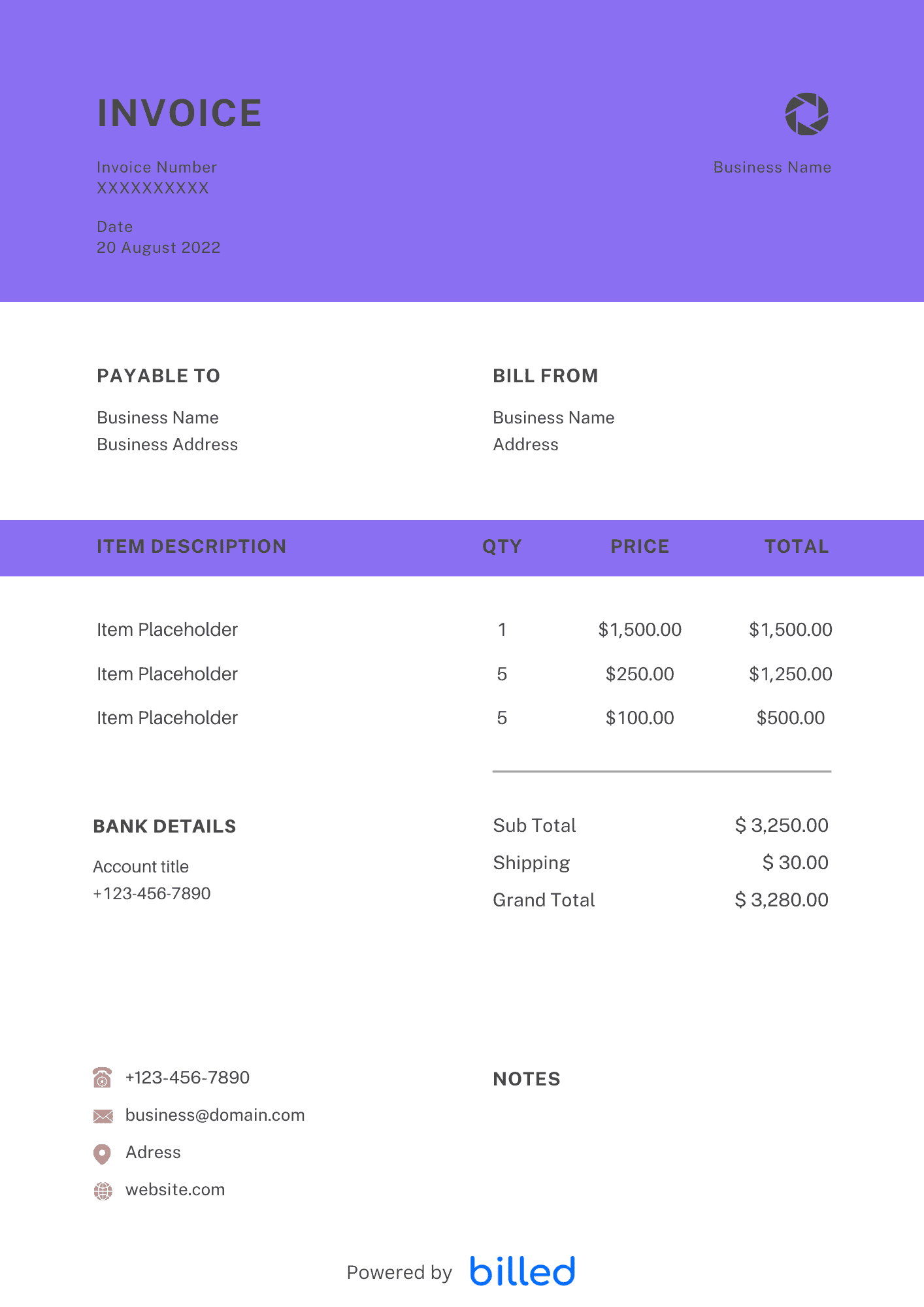 Free PDF Invoice Template - Download & Print