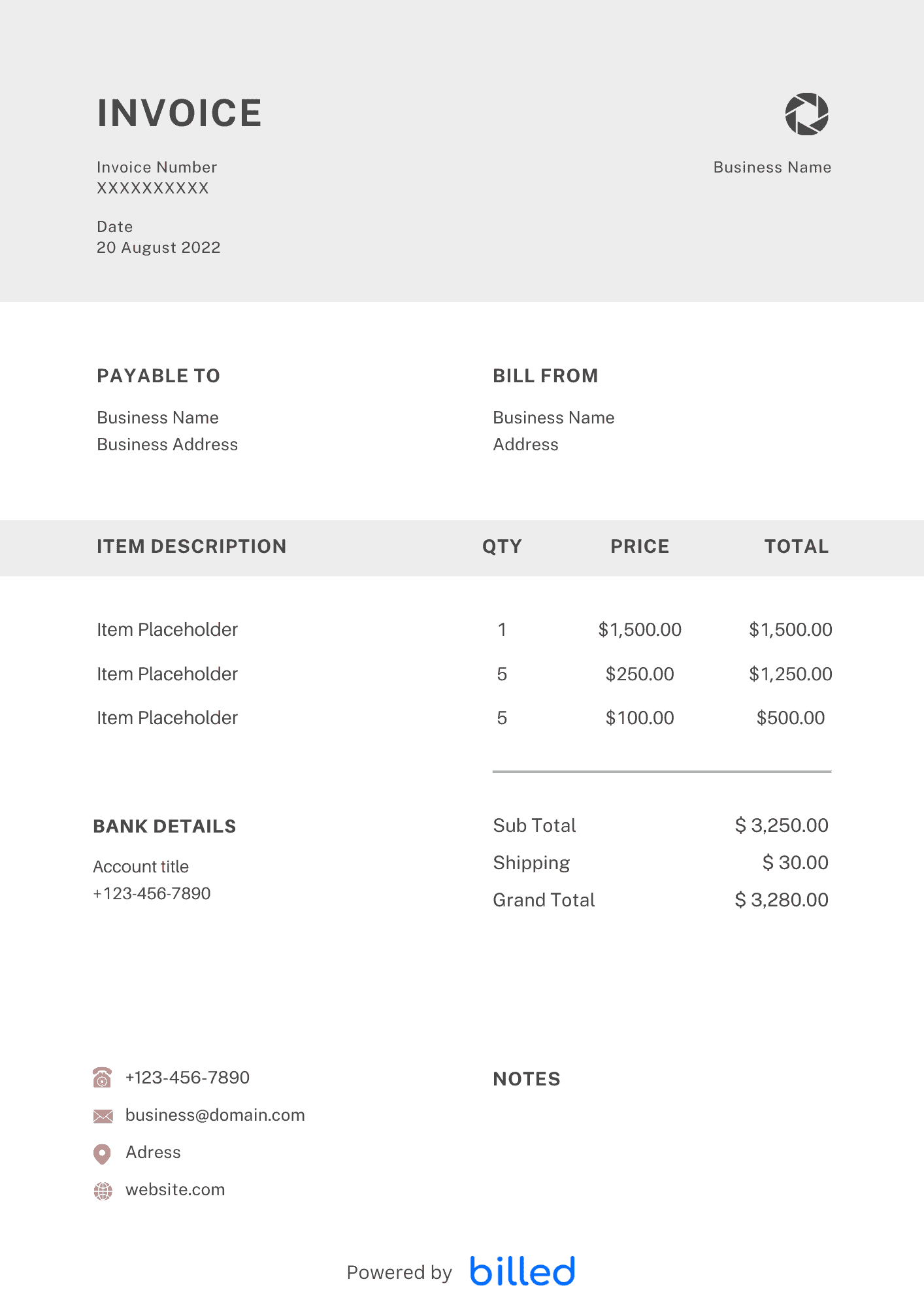 Auto Repair Invoice Template