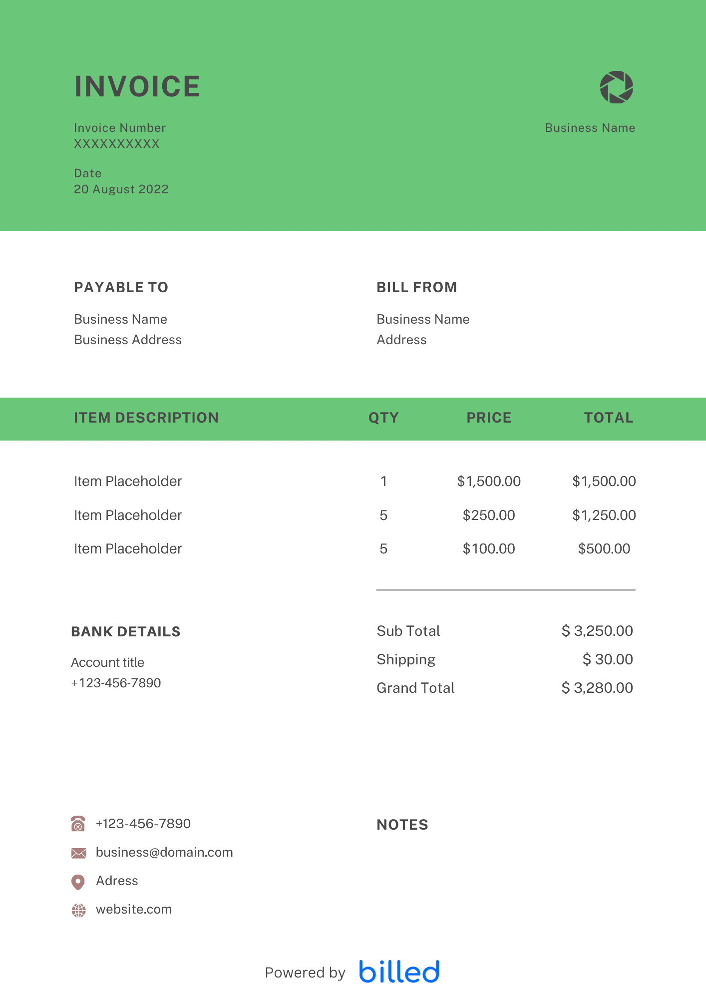 Contractor Invoice Template