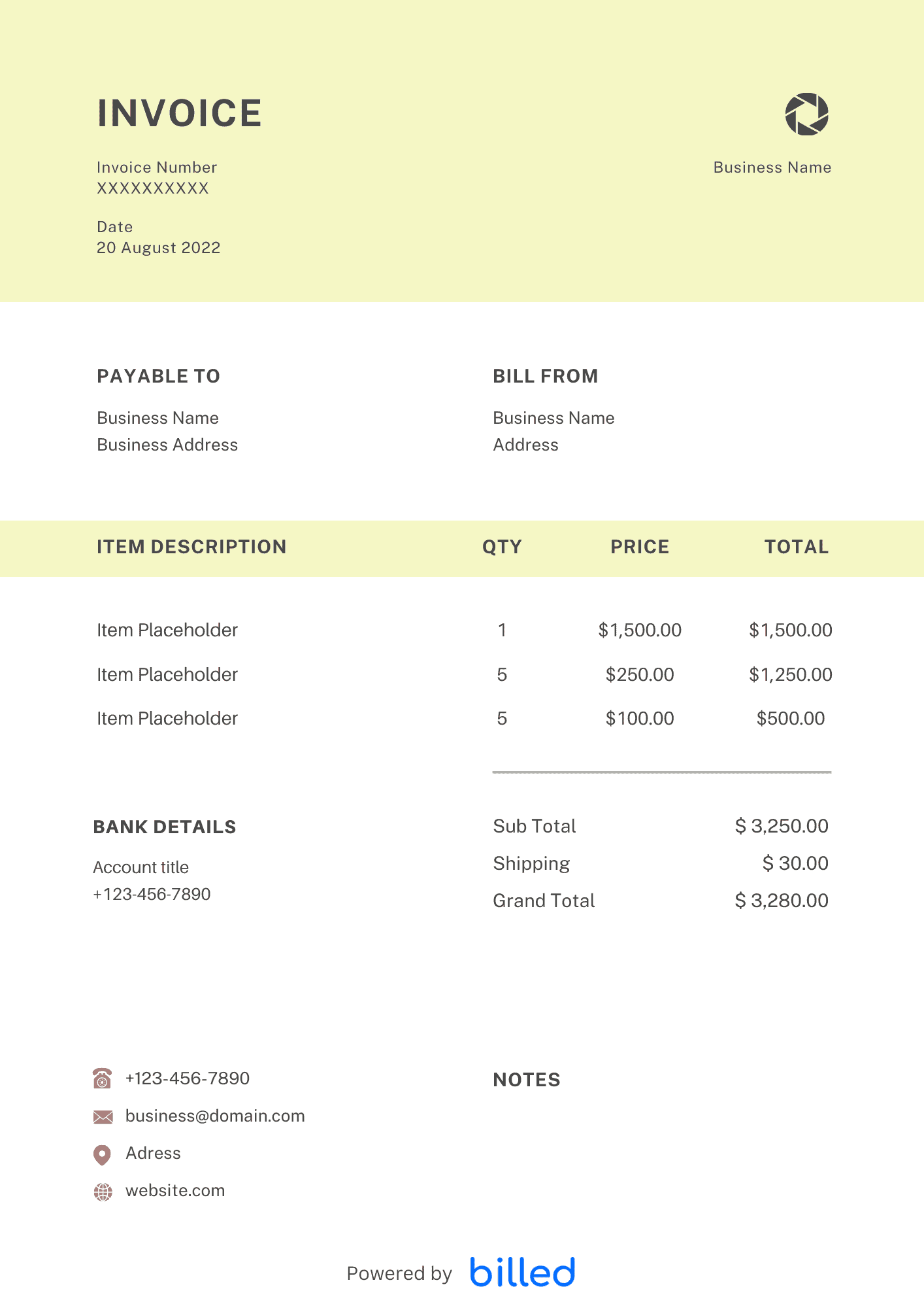 Videography Invoice Template