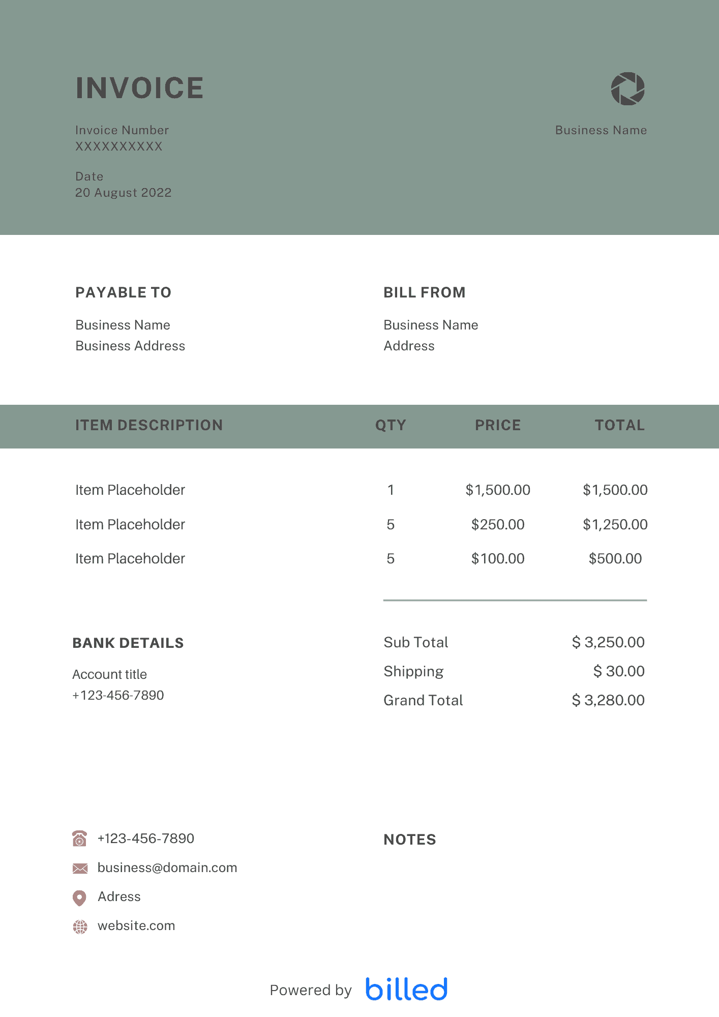 Barber Invoice Template