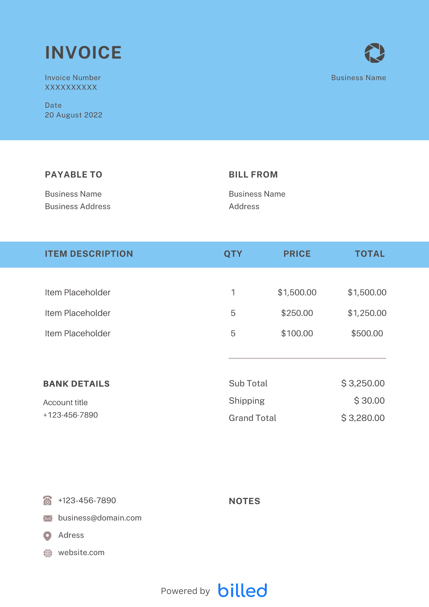 Teaching Invoice Template