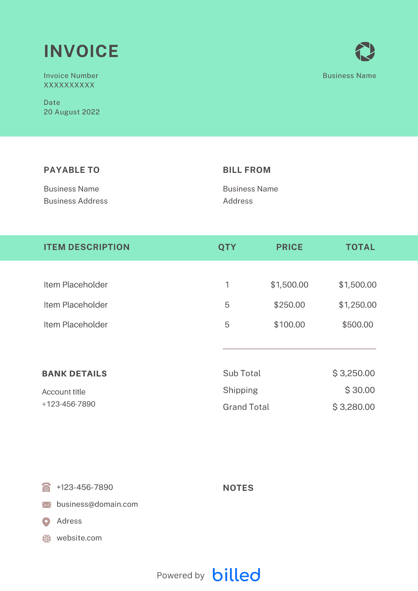 Graphic Design Invoice Template