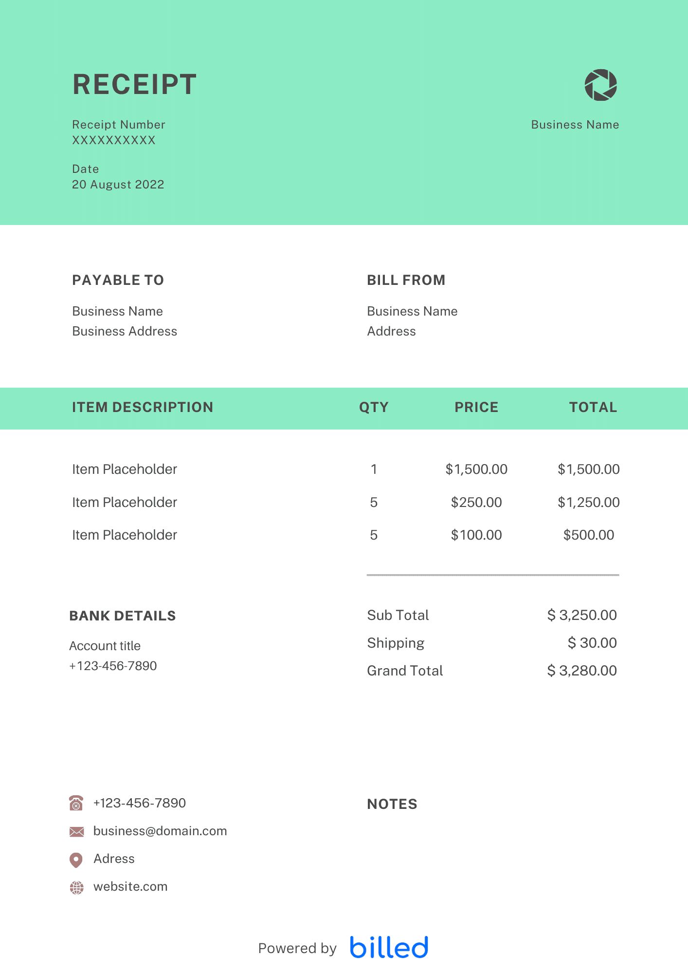 Generic Receipt Template