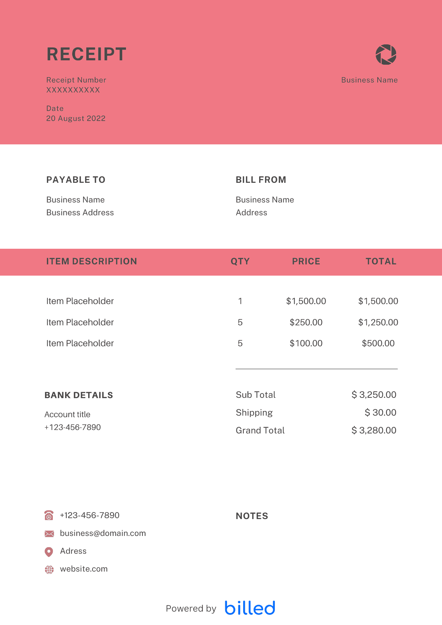 Taxi Receipt Template