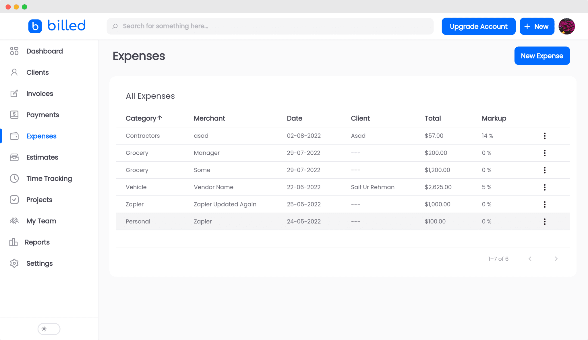 Expense Tracking
