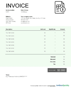 microsoft word invoice template with sample logo