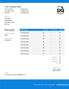 acknowledgment receipt template