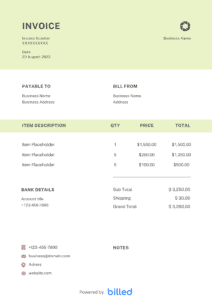 Home inspection invoice template