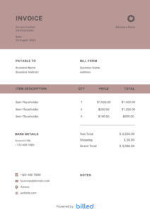 Physiotherapy Invoice Template