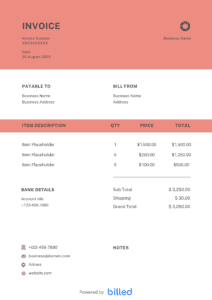 Cosmetic Shop Invoice Template
