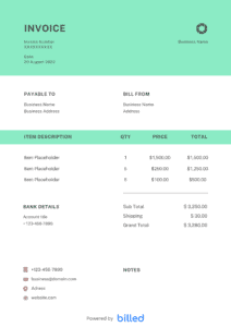 Pet Grooming Invoice Template