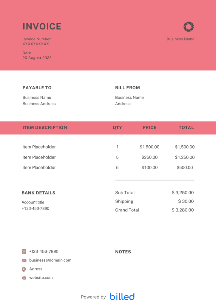 Android Development Invoice Template