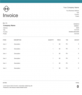 Editable pdf invoice template with sample logo